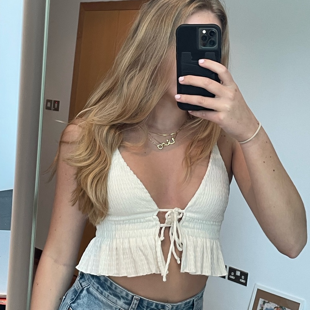 White tie tank top from Bershka